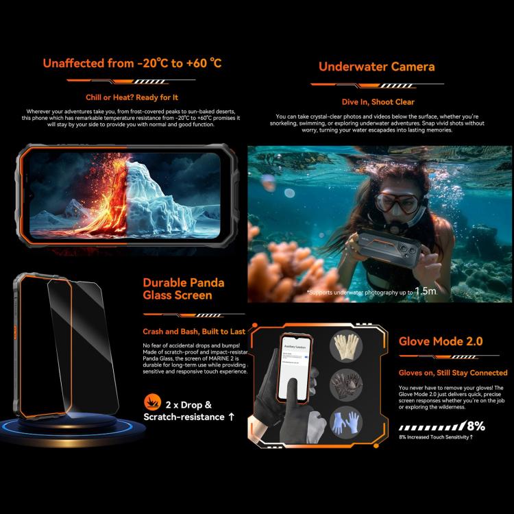 Blackview Oscal Marine 2, 4GB+64GB, 6.56 inch Android 15 Unisoc UMS9230E T615 Octa Core, Network: 4G, OTG, NFC (Black) - free shipping - PMC TechLife - Order now!