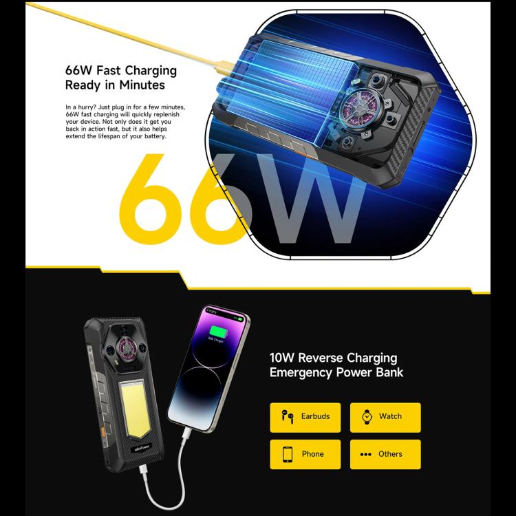 Ulefone Armor 30, 12GB+512GB, Night Vision, IP68/IP69K Rugged Phone, 6.95 inch Android 15 MediaTek Helio G100 Octa Core, Network: 4G, NFC, OTG (Black) - free shipping - PMC TechLife - Order now!