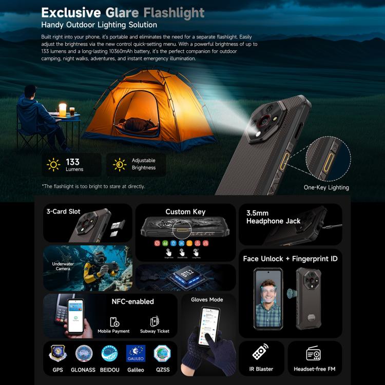 Ulefone Armor X16, 6GB+128GB, Night Vision, IP68/IP69K Rugged Phone, 6.56 inch Android 15 MediaTek Helio G91 Octa Core, Network: 4G, NFC, OTG (Sand Dune) - free shipping - PMC TechLife - Order now!