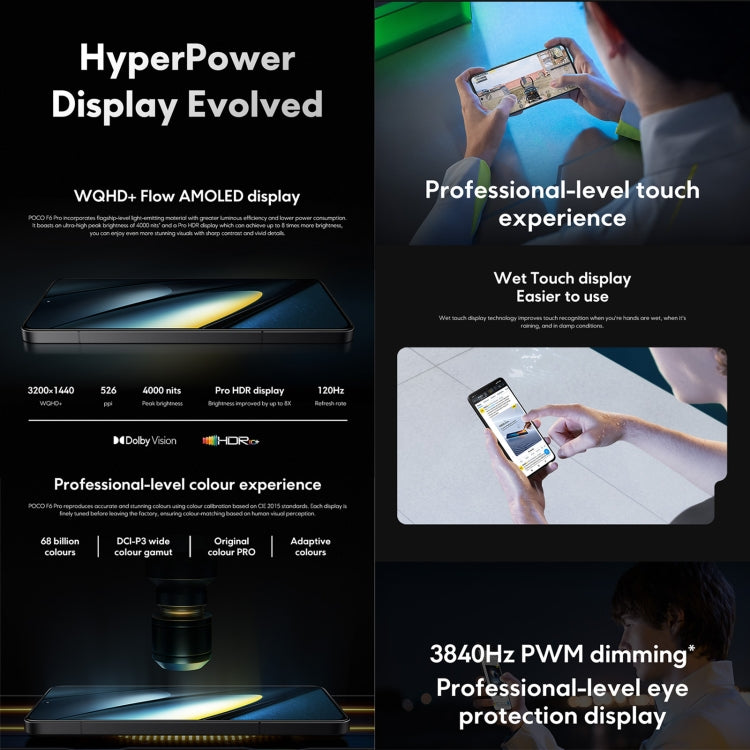 Xiaomi POCO F6 Pro Global, 12GB+512GB, In-screen Fingerprint, 6.67 inch Xiaomi HyperOS Snapdragon 8 Gen 2 Octa Core 3.19GHz, NFC, Network: 5G (Black) - free shipping - PMC Jewellery - Order now!