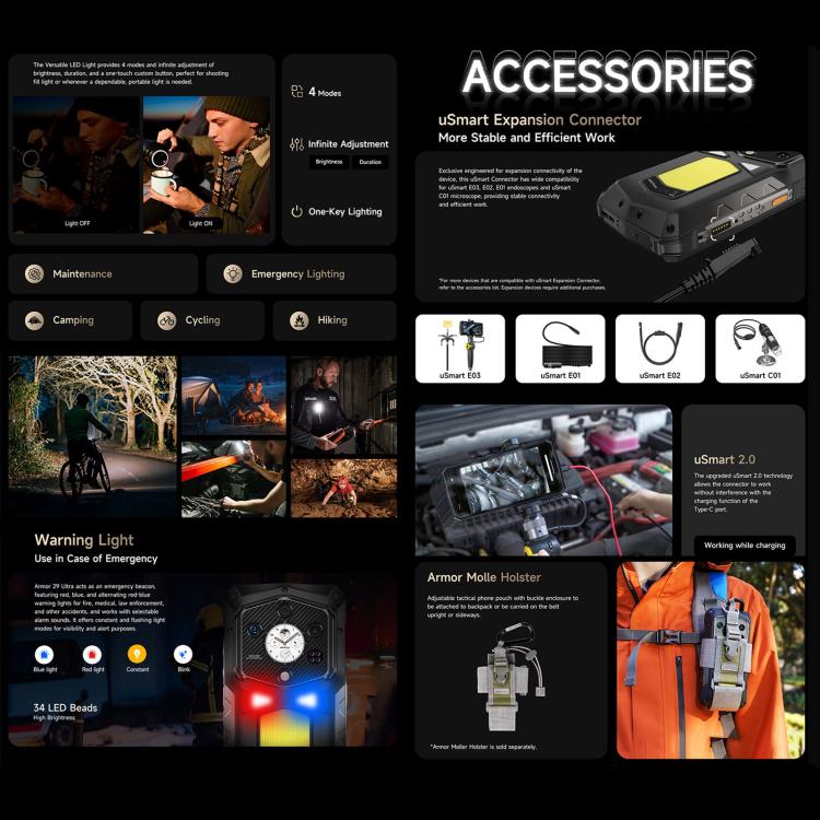 Ulefone Armor 29 Ultra Rugged Phone, 16GB+1TB, Night Vision, 6.67 inch + 1.04 inch Android 15 MediaTek Dimensity 9300+ Octa Core, Network: 5G, Versatile LED Light, Warning Light (Black) - free shipping - PMC TechLife - Order now!
