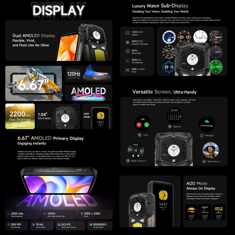 Ulefone Armor 29 Ultra Rugged Phone, 16GB+1TB, Night Vision, 6.67 inch + 1.04 inch Android 15 MediaTek Dimensity 9300+ Octa Core, Network: 5G, Versatile LED Light, Warning Light (Black) - free shipping - PMC TechLife - Order now!