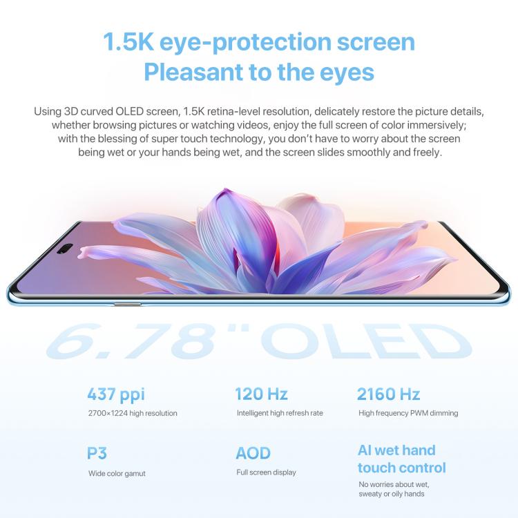 HUAWEI Enjoy 70X Vitality Edition, 8GB+256GB, Screen Fingerprint Identification, 6.78 inch HarmonyOS 4.2 Octa Core, OTG, Not Support Google Play (Blue) - free shipping - PMc TechLife - Order now!