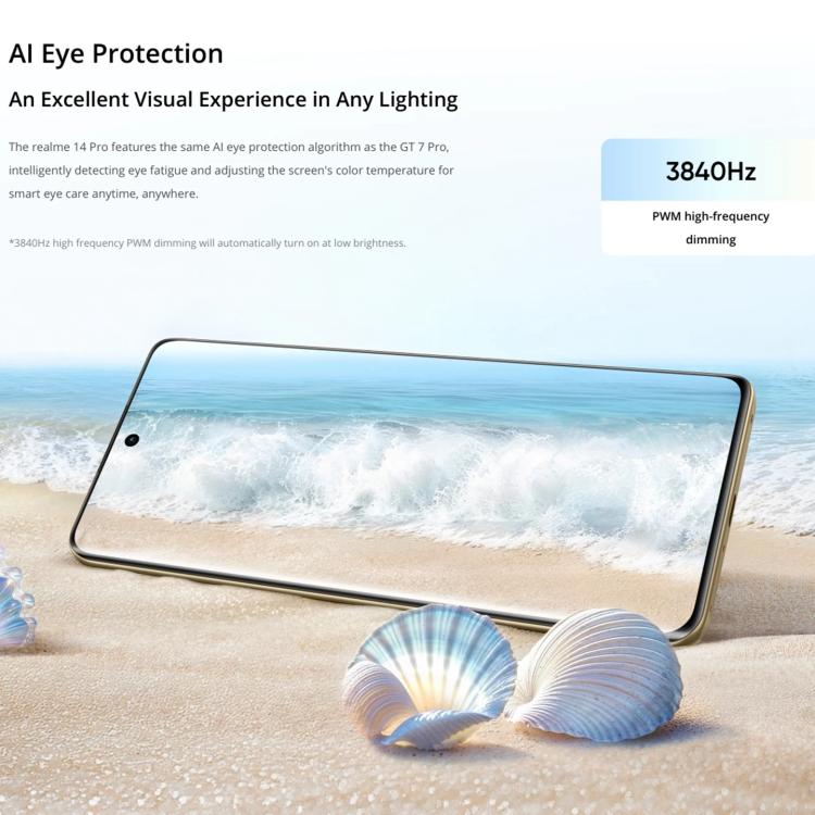 Realme 14 Pro, 16GB+256GB, Screen Fingerprint Identification, 6.77 inch Realme UI 6.0 Dimensity 7300 Octa Core, NFC, Network: 5G (White) - free shipping - PMc TechLife - Order now!
