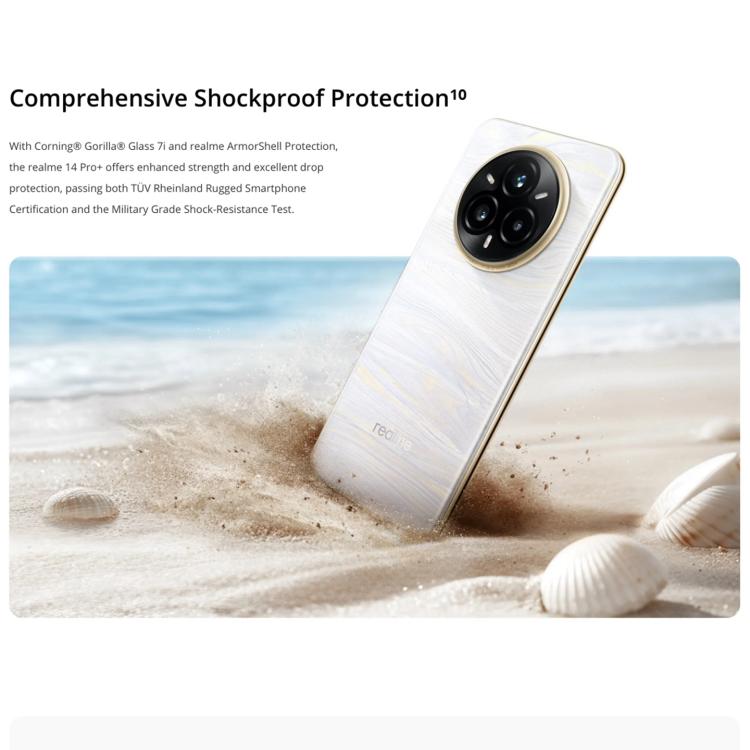 Realme 14 Pro+, 12GB+256GB, Screen Fingerprint Identification, 6.83 inch Realme UI 6.0 Snapdragon 7s Gen 3 Octa Core, NFC, Network: 5G (White) - free shipping - PMc TechLife - Order now!