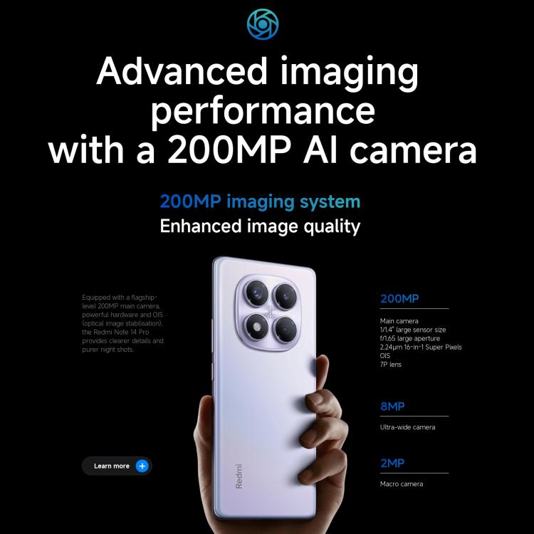 Xiaomi Redmi Note 14 Pro 4G Global, 8GB+256GB, In-screen Fingerprint, 6.67 inch Xiaomi HyperOS Helio G100-Ultra Octa Core, NFC, Network: 4G (Black) - free shipping - PMC TechLife - Order now!