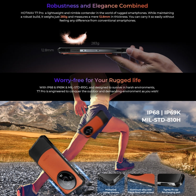 HOTWAV T7 Pro Rugged Phone, 6GB+256GB, 6280mAh, 6.6 inch Android 13 MT8788 Octa Core, Network: 4G, OTG (Black) - free shipping - PMC TechLife - Order now!