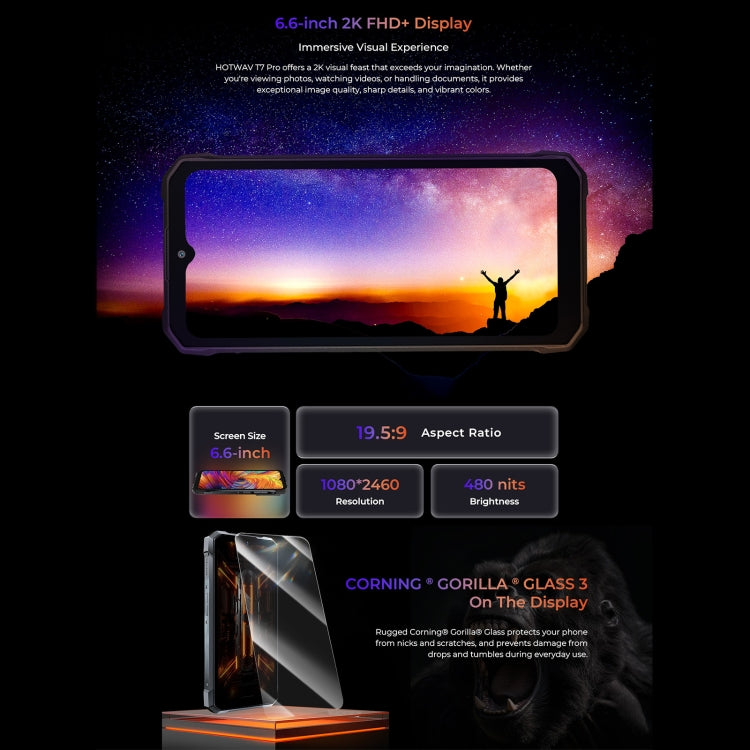 HOTWAV T7 Pro Rugged Phone, 6GB+256GB, 6280mAh, 6.6 inch Android 13 MT8788 Octa Core, Network: 4G, OTG (Black) - free shipping - PMC TechLife - Order now!