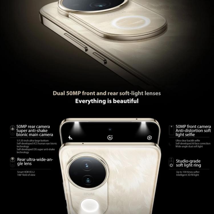 vivo S20, 12GB+256GB, Face ID / Screen Fingerprint Identification, 6.67 inch Android 15 Snapdragon 7 Gen 3 Octa Core, OTG, NFC, Network: 5G (Gold) - free shipping - PMc TechLife - Order now!