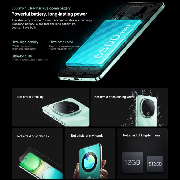 vivo Y300, 8GB+256GB, Face ID / Screen Fingerprint Identification, 6.77 inch Android 15 OriginOS 5 Dimensity 6300 Octa Core, OTG, Network: 5G (Cyan) - free shipping - PMc TechLife - Order now!