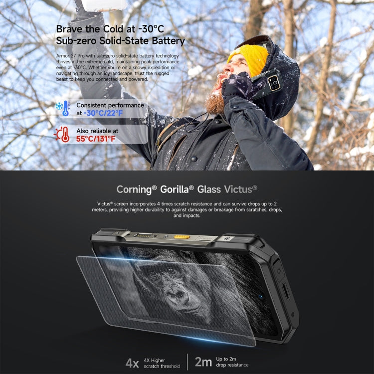Ulefone Armor 27 Pro Rugged Phone, 12GB+256GB, Night Vision, 10600mAh, 6.78 inch Android 14 MediaTek Dimensity 6300 Octa Core, Network: 5G, NFC (Black) - free shipping - PMC TechLife - Order now!