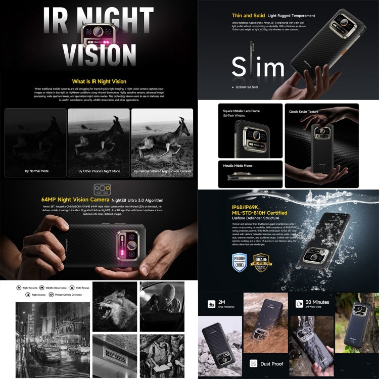 Ulefone Armor 25T Rugged Phone, 6GB+256GB, Thermal Imaging, 6.78 inch Android 14 MediaTek Helio G99 Octa Core, Network: 4G, NFC, OTG (Black) - free shipping - PMC TechLife - Order now!