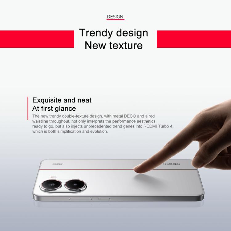 Xiaomi REDMI Turbo 4, 16GB+256GB, 6.67 inch Xiaomi HyperOS 2 Dimensity 8400-Ultra Octa Core 3.0GHz, NFC, Network: 5G (White) - free shipping - PMc TechLife - Order now!