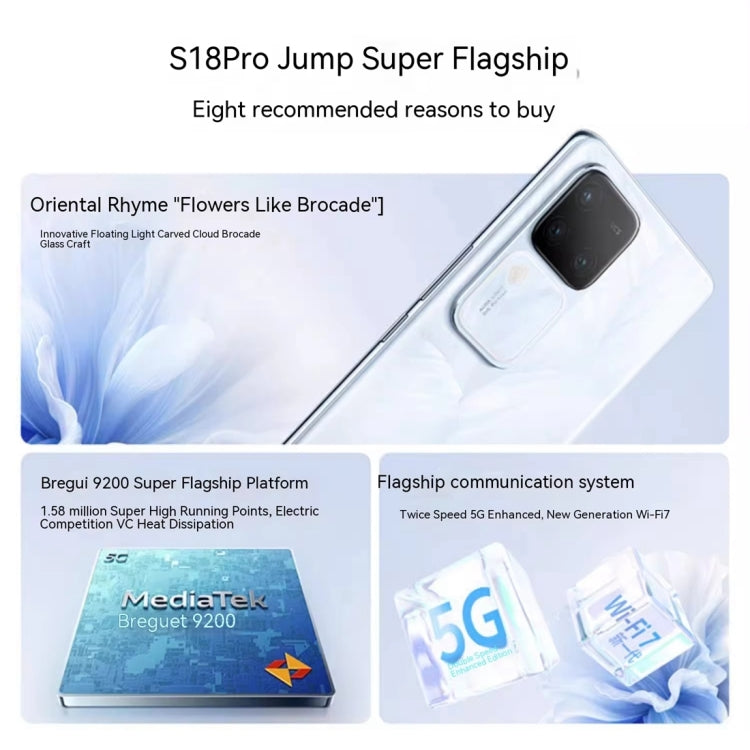vivo S18 Pro, Triple Back Cameras, 16GB+256GB, Face ID Screen Fingerprint Identification, 6.78 inch Android 14.0 OriginOS 4 Dimensity 9200+ Octa Core 3.35GHz, OTG, NFC, Network: 5G, Support Google Play (Black) - free shipping - PMc TechLife - Order now!