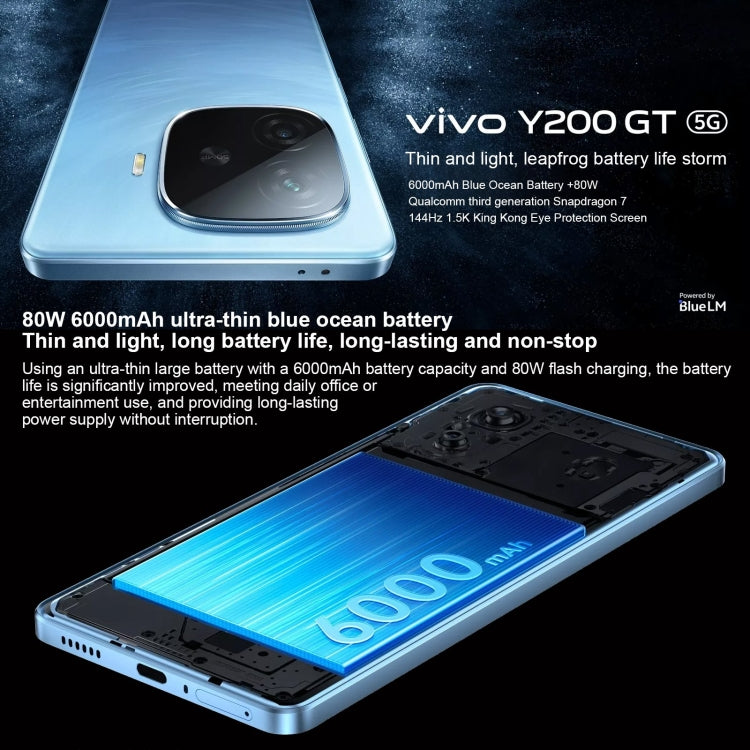 vivo Y200 GT, Dual Back Cameras, 12GB+512GB, Face ID Screen Fingerprint Identification, 6.78 inch Android 14.0 OriginOS 4 Snapdragon 7 Gen 3 Octa Core 2.63GHz, OTG, NFC, Network: 5G, Support Google Play (Black) - free shipping - PMC Jewellery - Order now!