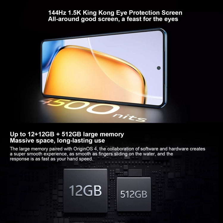 vivo Y200 GT, Dual Back Cameras, 12GB+512GB, Face ID Screen Fingerprint Identification, 6.78 inch Android 14.0 OriginOS 4 Snapdragon 7 Gen 3 Octa Core 2.63GHz, OTG, NFC, Network: 5G, Support Google Play (Black) - free shipping - PMC Jewellery - Order now!