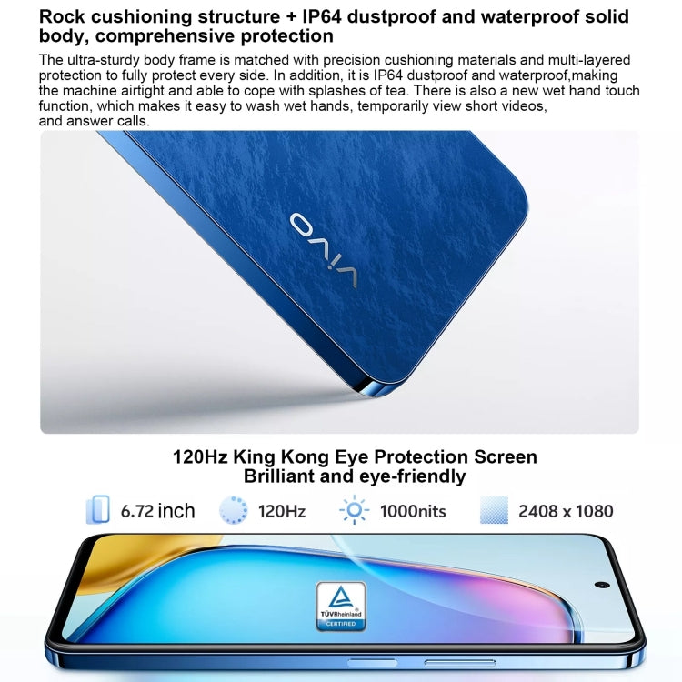 vivo Y200i, Dual Back Cameras, 12GB+512GB, Face ID Screen Fingerprint Identification, 6.72 inch Android 14.0 OriginOS 4 Snapdragon 4 Gen 2 Octa Core 2.2GHz, OTG, Network: 5G, Support Google Play (Black) - free shipping - PMC Jewellery - Order now!
