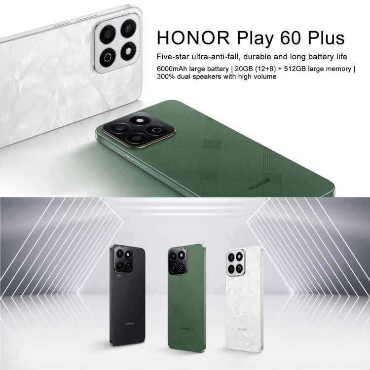 Honor Play 60 Plus 5G, 12GB+512GB, 6.77 inch MagicOS 8.0 Qualcomm Snapdragon 4 Gen2 Octa Core up to 2.2GHz, Network: 5G, OTG, Not Support Google Play (Green) - free shipping - PMC Jewellery - Order now!