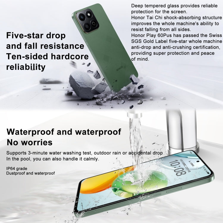 Honor Play 60 Plus 5G, 12GB+512GB, 6.77 inch MagicOS 8.0 Qualcomm Snapdragon 4 Gen2 Octa Core up to 2.2GHz, Network: 5G, OTG, Not Support Google Play (Green) - free shipping - PMC Jewellery - Order now!