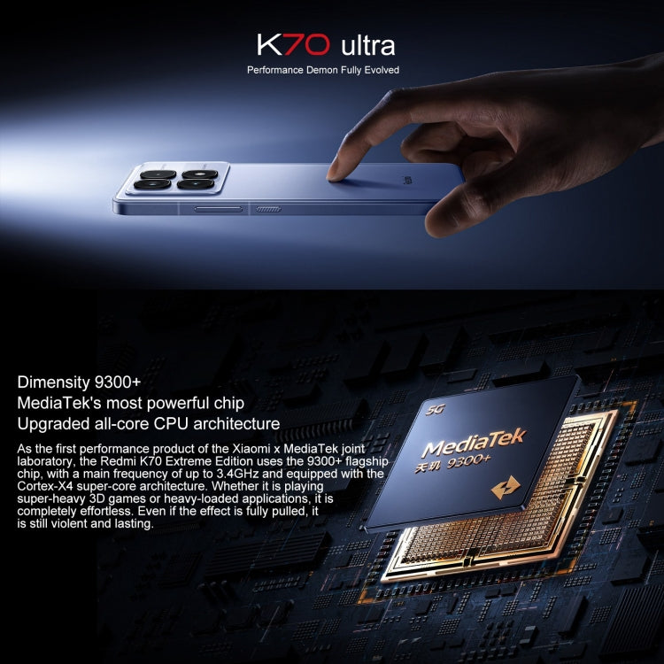 Xiaomi Redmi K70 Ultra, 12GB+256GB, 6.67 inch Xiaomi HyperOS Dimensity 9300+ Octa Core 4nm up to 3.4GHz, NFC, Network: 5G (Black) - free shipping - PMC Jewellery - Order now!