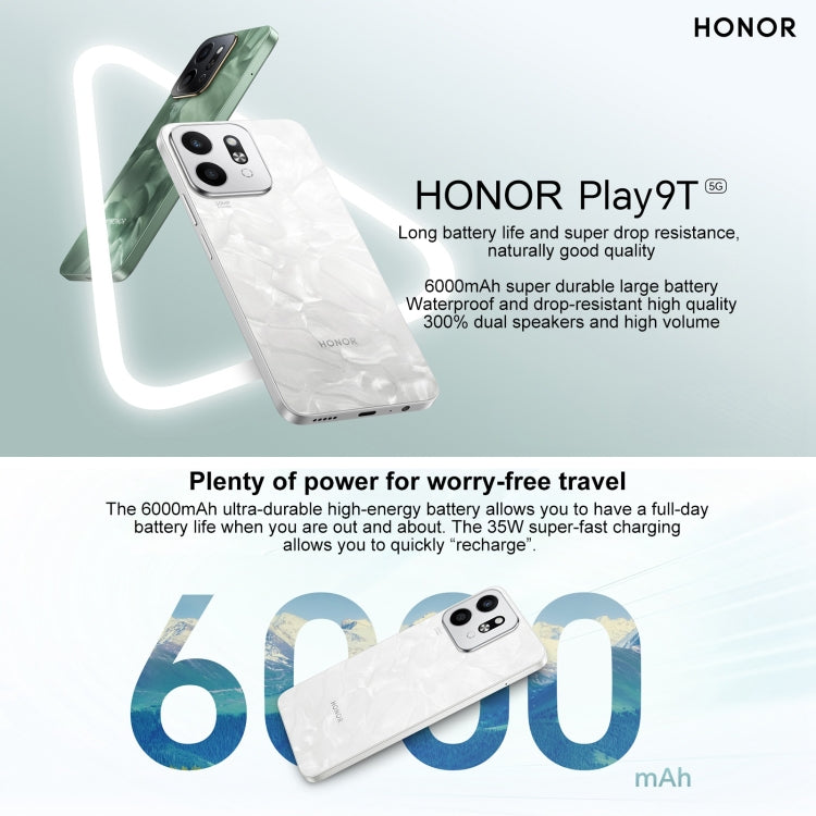 Honor Play9T 5G,  8GB+128GB, 6.77 inch MagicOS 8.0 Qualcomm Snapdragon 4 Gen2 Octa Core up to 2.2GHz, Network: 5G, OTG, Not Support Google Play (Green) - free shipping - PMC Jewellery - Order now!