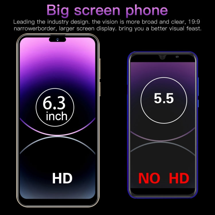 i14 Pro Max N85+, 2GB+16GB, 6.3 inch Screen, Face Identification, Android 6.0 Spreadtrum 7731G Quad Core, Network: 3G, Dual SIM,  with 64GB TF Card(Blue) - free shipping - PMC TechLife - Order now!