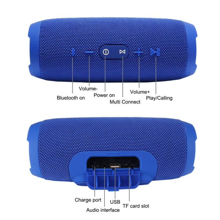 Charge3 Life Waterproof Bluetooth Stereo Speaker, Built-in MIC, Support Hands-free Calls & TF Card & AUX IN & Power Bank(Blue) - Waterproof Speaker by PMC TechLife | Online Shopping South Africa | PMC TechLife | Buy Now Pay Later Mobicred
