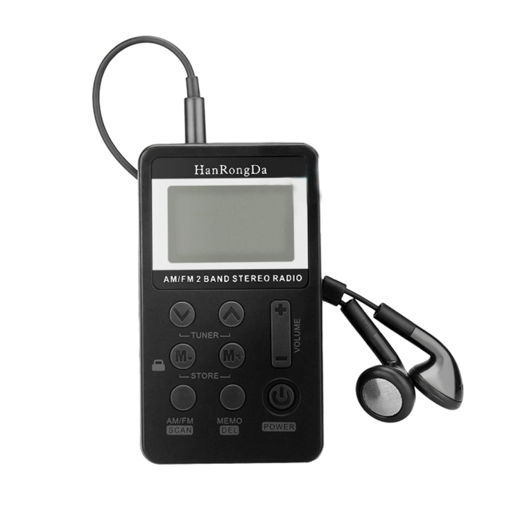 Portable AM / FM Two Bands Rechargeable Stereo Radio Mini Receiver with & LCD Screen & Earphone Jack & Lanyard (Black) - Radio Player by PMC TechLife | Online Shopping South Africa | PMC TechLife | Buy Now Pay Later Mobicred