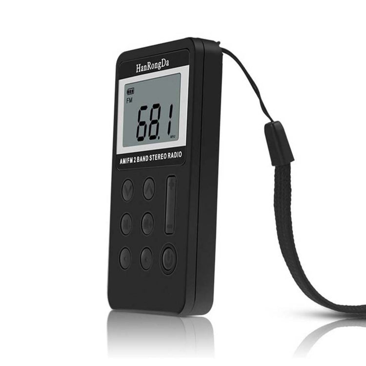 Portable AM / FM Two Bands Rechargeable Stereo Radio Mini Receiver with & LCD Screen & Earphone Jack & Lanyard (Black) - Radio Player by PMC TechLife | Online Shopping South Africa | PMC TechLife | Buy Now Pay Later Mobicred