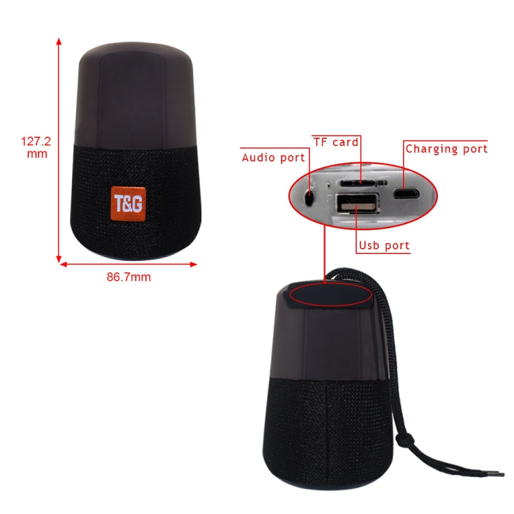 T&G TG168 Portable Wireless Bluetooth V5.0 Stereo Speaker with Handle, Built-in MIC, Support Flashing LED Light & TF Card & U Disk & AUX IN & FM(Black) - Desktop Speaker by T&G | Online Shopping South Africa | PMC TechLife | Buy Now Pay Later Mobicred