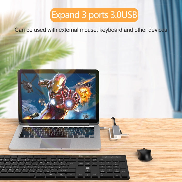 USB-C / Type-C to Fast Ethernet RJ45 & 3 x USB 3.0 Adapter Converter HUB(Grey) - free shipping - PMC Jewellery - Order now!