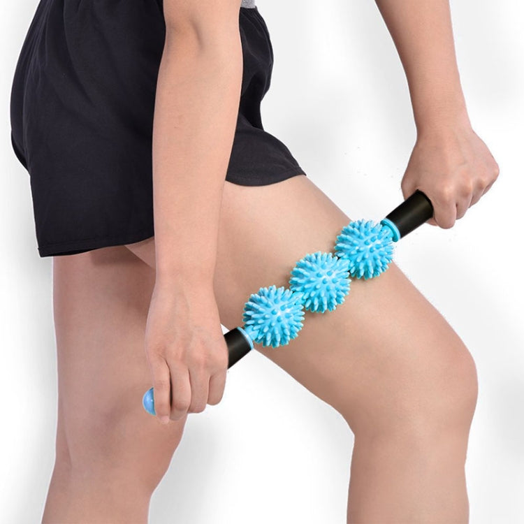 Yoga Health Care Triple Hedgehog Balls Neck Leg Hand Muscle Massage Stick(Blue) - free shipping - PMC TechLife - Order now!