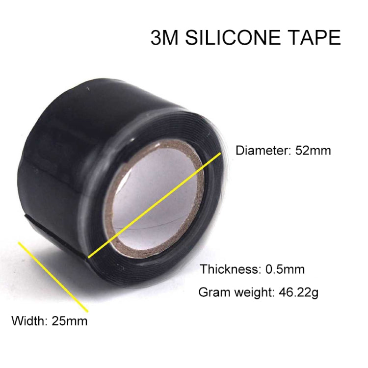 3m x 2.5cm Multi-function Waterproof High Temperature Resistance Water Pipe Wire Silicone Self-adhesive Tape - free shipping - PMC TechLife - Order now!