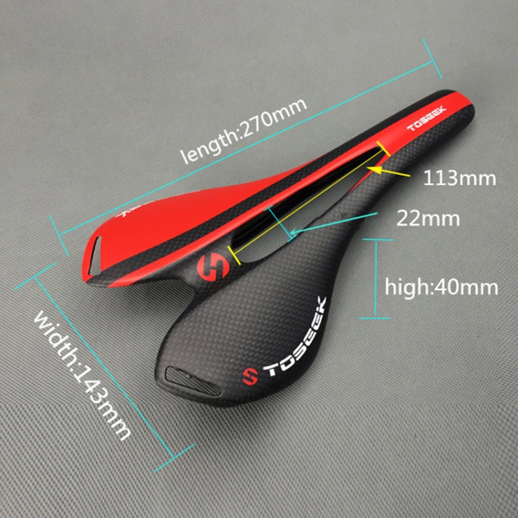 TOSEEK Road Bike Carbon Fiber Seat Bicycle Hollow Seat Saddle, 3K Texture + Light (Red) - free shipping - PMC TechLife - Order now!