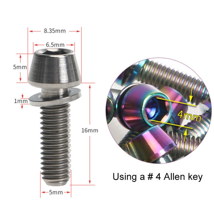 TOSEEK Bicycle Handlebar Stem Screw Titanium Alloy M5x16mm Mountain Bike  Fixed Gear Handlebar Stem Screw with Gasket (Colour) - Bicycle Grips by TOSEEK | Online Shopping South Africa | PMC TechLife | Buy Now Pay Later Mobicred