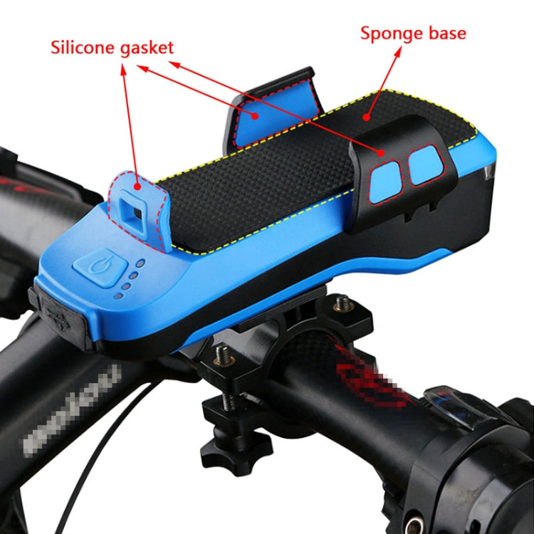 Multifunction 4  in 1 Phone Holder Bicycle Bell Cycling Lamp Flashlight(Black) - Headlights by PMC TechLife | Online Shopping South Africa | PMC TechLife | Buy Now Pay Later Mobicred