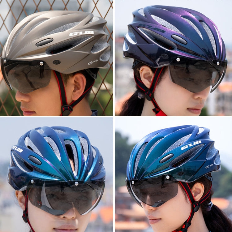 GUB K80 Plus Bike Helmet With Visor And Goggles(Gradient Blue) - Protective Helmet & Masks by GUB | Online Shopping South Africa | PMC TechLife | Buy Now Pay Later Mobicred