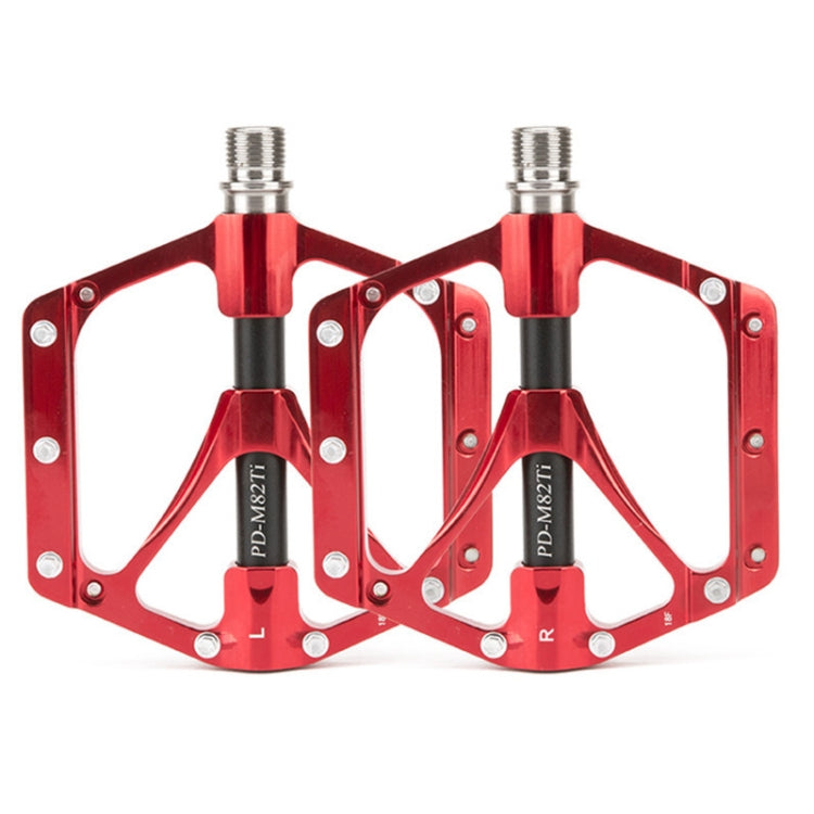 PROMEND PD-M82-TI 1 Pair Mountain Bicycle Titanium Alloy Shaft 3-Bearings Wide Pedals (Red) - free shipping - PMc TechLife - Order now!