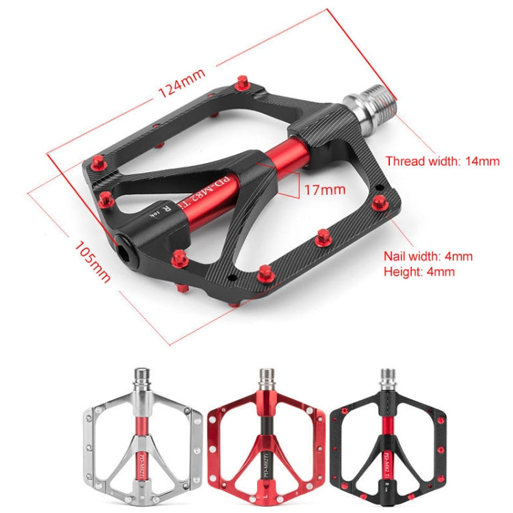 PROMEND PD-M82-TI 1 Pair Mountain Bicycle Titanium Alloy Shaft 3-Bearings Wide Pedals (Red) - free shipping - PMc TechLife - Order now!