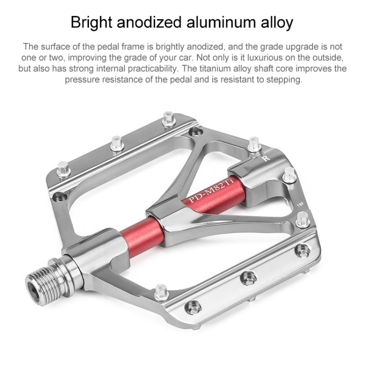 PROMEND PD-M82-TI 1 Pair Mountain Bicycle Titanium Alloy Shaft 3-Bearings Wide Pedals (Silver) - free shipping - PMc TechLife - Order now!