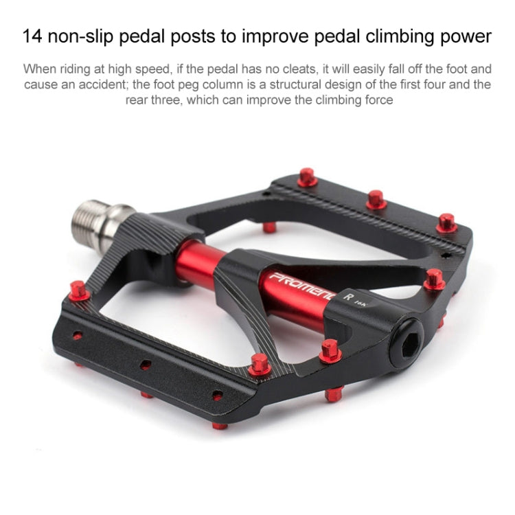 PROMEND PD-M82-TI 1 Pair Mountain Bicycle Titanium Alloy Shaft 3-Bearings Wide Pedals (Red) - free shipping - PMc TechLife - Order now!