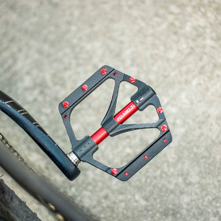 PROMEND PD-M82-TI 1 Pair Mountain Bicycle Titanium Alloy Shaft 3-Bearings Wide Pedals (Red) - free shipping - PMc TechLife - Order now!