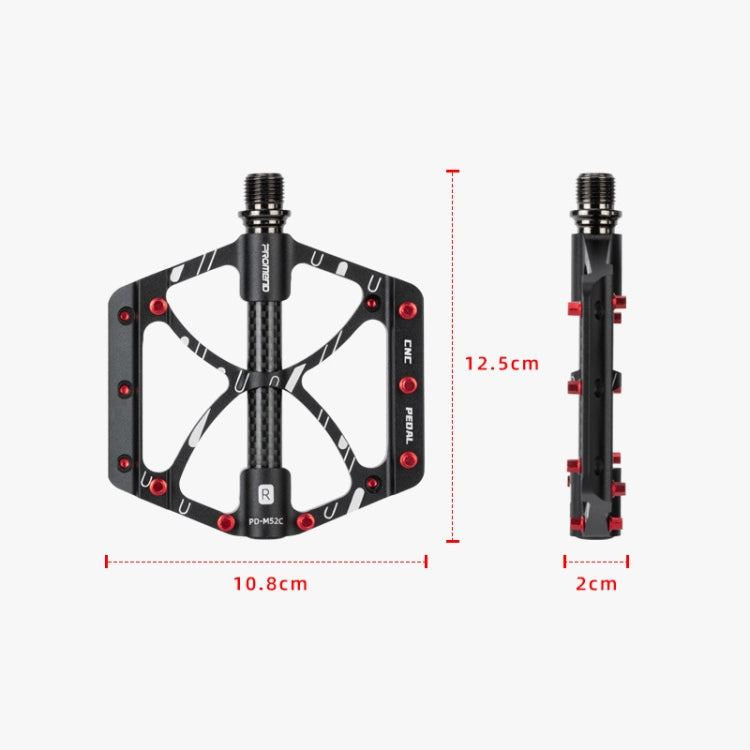 PROMEND PD-M52C 1 Pair Bicycle Aluminum Alloy + Carbon Fiber Tube Bearing Pedals (Titanium Color) - free shipping - PMc TechLife - Order now!