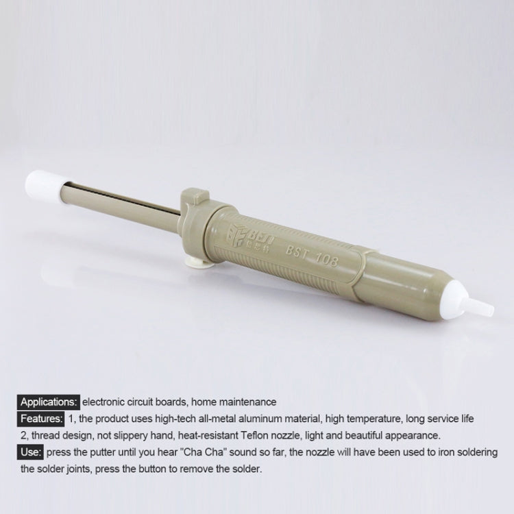 BEST-108 Aluminum metal suction pump(Black) - Desoldering Pump by BEST | Online Shopping South Africa | PMC TechLife | Buy Now Pay Later Mobicred