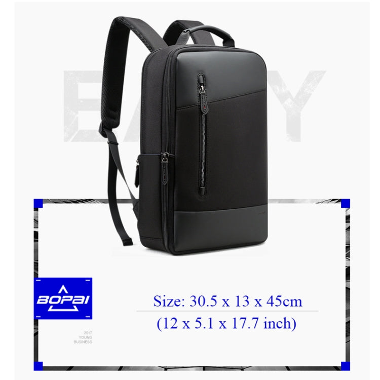 Bopai 851-009911 Business Anti-theft Waterproof Large Capacity Double Shoulder Bag,with USB Charging Port, Size: 30.5x13x45cm (Black) - free shipping - PMC Jewellery - Order now!