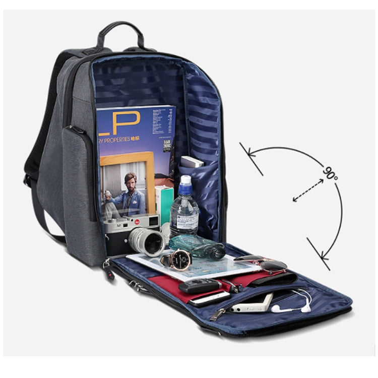 Bopai 851-010128 Business Anti-theft Waterproof Large Capacity Double Shoulder Bag,with USB Charging Port, Size: 34x19x43cm (Black) - free shipping - PMC Jewellery - Order now!