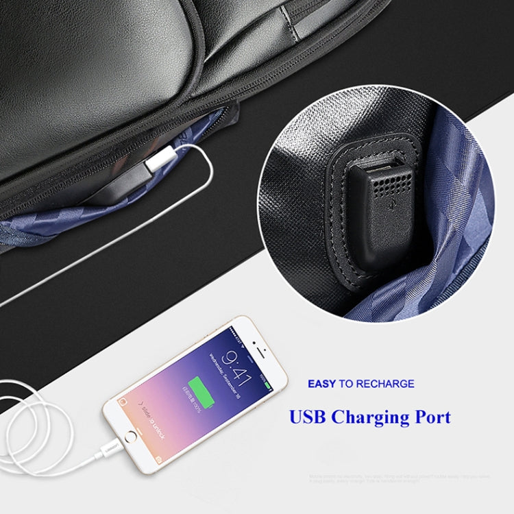 Bopai 851-010128 Business Anti-theft Waterproof Large Capacity Double Shoulder Bag,with USB Charging Port, Size: 34x19x43cm (Black) - free shipping - PMC Jewellery - Order now!