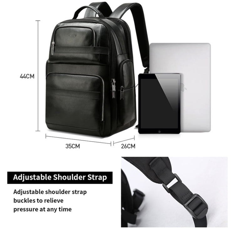 Bopai 851-019811 Large Capacity Anti-theft Waterproof Leathar Backpack Laptop Tablet Bag for 15.6 inch and Below, with USB Charging Port(Black) - free shipping - PMC TechLife - Order now!