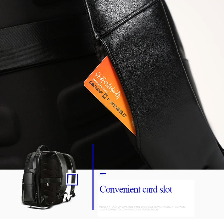 Bopai 851-019811 Large Capacity Anti-theft Waterproof Leathar Backpack Laptop Tablet Bag for 15.6 inch and Below, with USB Charging Port(Black) - free shipping - PMC TechLife - Order now!