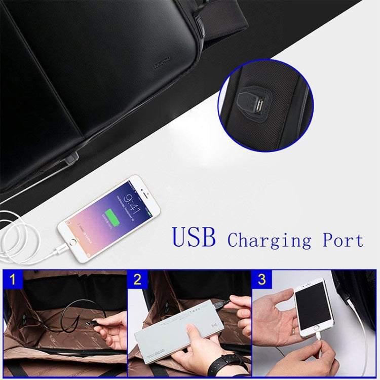 Bopai 751-006431 Business Waterproof Anti-theft Large Capacity Double Shoulder Bag,with USB Charging Port, Size: 27x16.5x40cm (Black) - free shipping - PMC Jewellery - Order now!